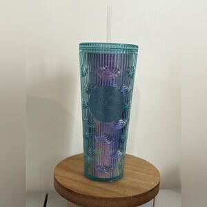 Starbucks Venti 2022 Iridescent Teal Mermaid Scales Cold Cup